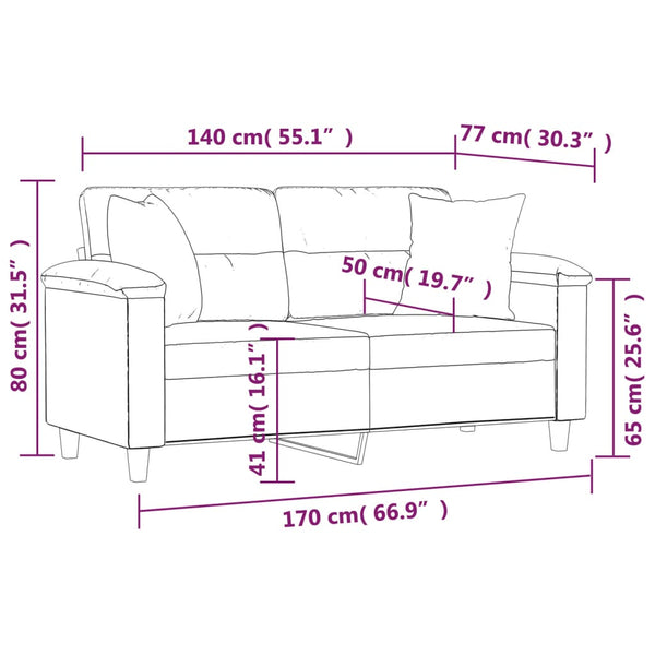 vidaXL 2-Seater Sofa with Cushions Beige 140 cm Microfiber Fabric