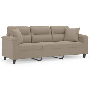 vidaXL 3-Seater Sofa with Cushions Taupe 180 cm Microfiber Fabric