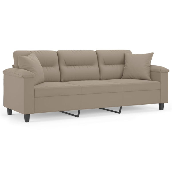 vidaXL 3-Seater Sofa with Cushions Taupe 180 cm Microfiber Fabric