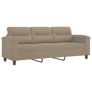 vidaXL 3-Seater Sofa with Cushions Taupe 180 cm Microfiber Fabric