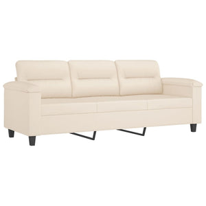 vidaXL 3-Seater Sofa with Cushions Beige 180 cm Microfiber Fabric