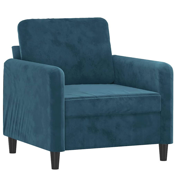 vidaXL Armchair with Footstool Blue 60 cm Velvet