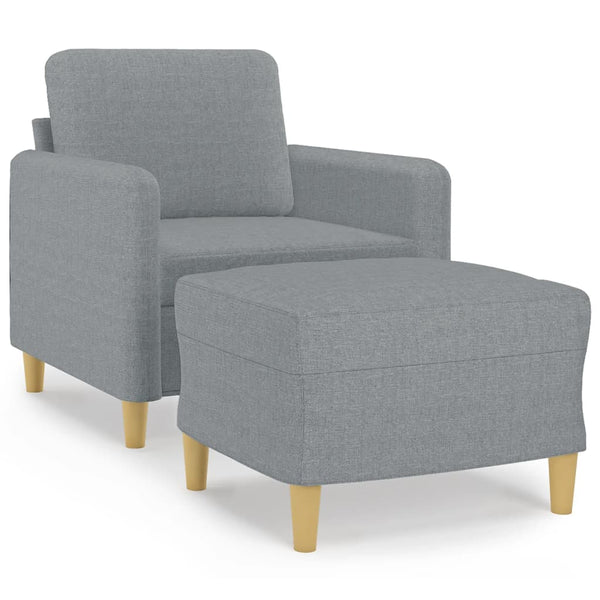 vidaXL Armchair with Footrest Light Gray 60 cm Fabric