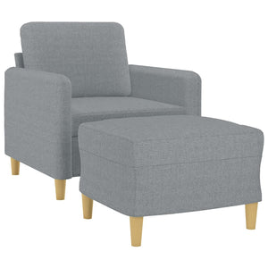 vidaXL Armchair with Footrest Light Gray 60 cm Fabric