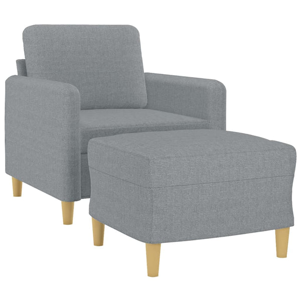 vidaXL Armchair with Footrest Light Gray 60 cm Fabric
