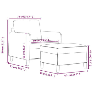 vidaXL Armchair with Footrest Light Gray 60 cm Fabric