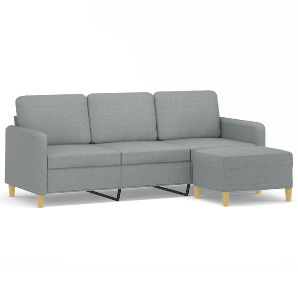vidaXL 3-Seater Sofa with Footrest Light Grey 180 cm Fabric