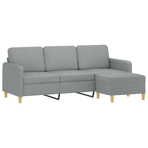 vidaXL 3-Seater Sofa with Footrest Light Grey 180 cm Fabric