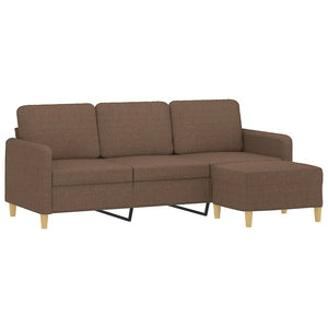 vidaXL 3-Seater Sofa with Footrest Brown 180 cm Fabric