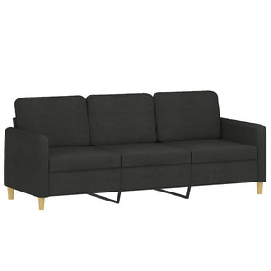 vidaXL 3-Seater Sofa with Footrest Black 180 cm Fabric