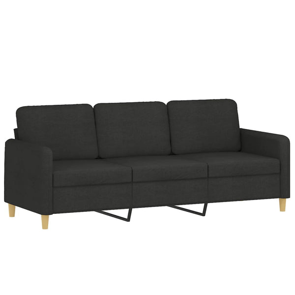 vidaXL 3-Seater Sofa with Footrest Black 180 cm Fabric