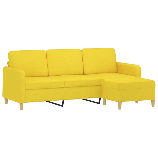 vidaXL 3-Seater Sofa with Footstool Light Yellow 180 cm Fabric