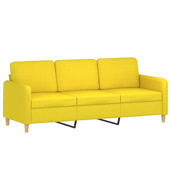 vidaXL 3-Seater Sofa with Footstool Light Yellow 180 cm Fabric