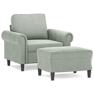vidaXL Armchair with Footstool Light Grey 60 cm Velvet