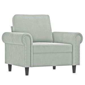 vidaXL Armchair with Footstool Light Grey 60 cm Velvet
