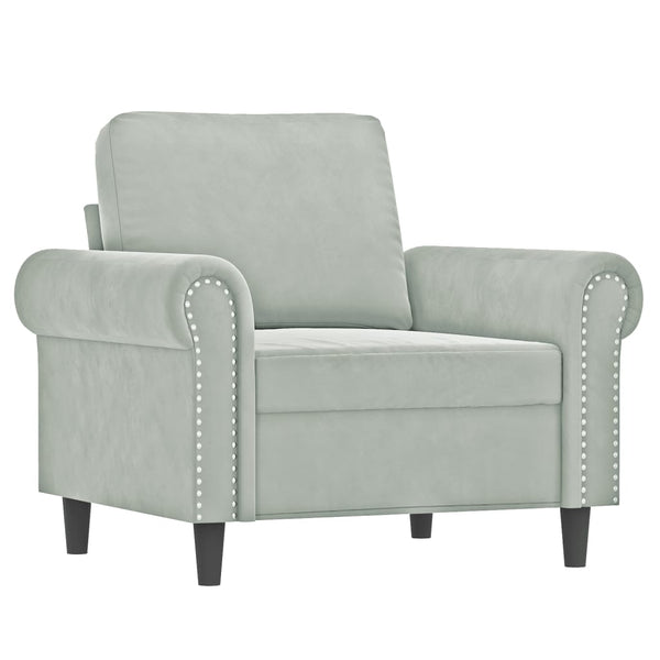 vidaXL Armchair with Footstool Light Grey 60 cm Velvet