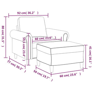 vidaXL Armchair with Footstool Light Grey 60 cm Velvet