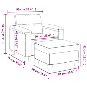 vidaXL Armchair with Footrest Light Gray 60 cm Microfiber Fabric