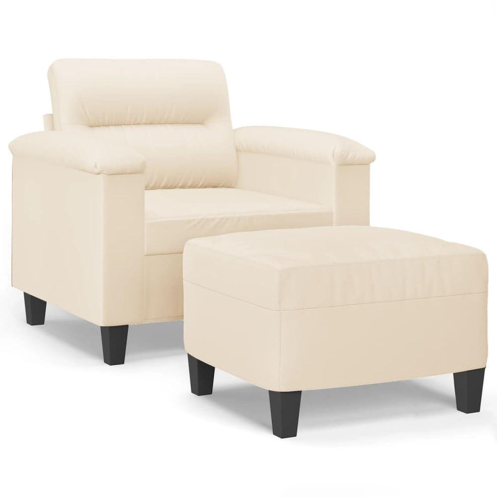 vidaXL Armchair with Footrest Beige 60 cm Microfiber Fabric