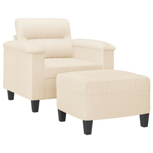 vidaXL Armchair with Footrest Beige 60 cm Microfiber Fabric