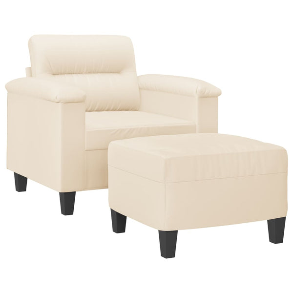 vidaXL Armchair with Footrest Beige 60 cm Microfiber Fabric