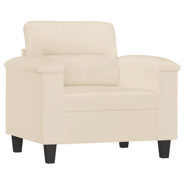 vidaXL Armchair with Footrest Beige 60 cm Microfiber Fabric