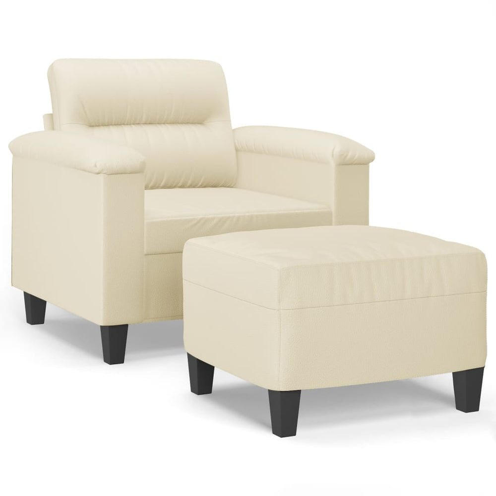 vidaXL Armchair with Footstool Cream 60 cm Faux Leather