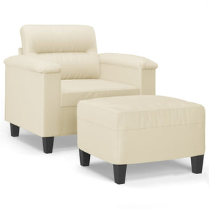 vidaXL Armchair with Footstool Cream 60 cm Faux Leather