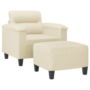 vidaXL Armchair with Footstool Cream 60 cm Faux Leather