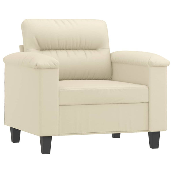 vidaXL Armchair with Footstool Cream 60 cm Faux Leather