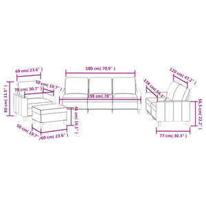 vidaXL 4-Piece Sofa Set with Cushions Wine Red Faux Leather