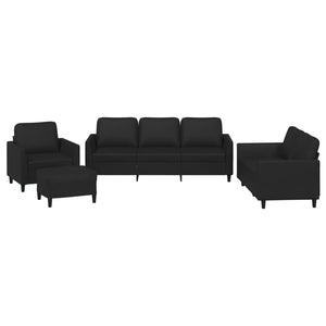 vidaXL 4-Seater Sofa Set with Cushions Black Faux Leather