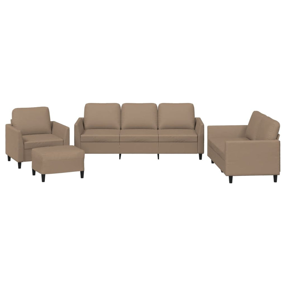 vidaXL 4-Piece Sofa Set with Cushions Cappuccino Brown Faux Leather