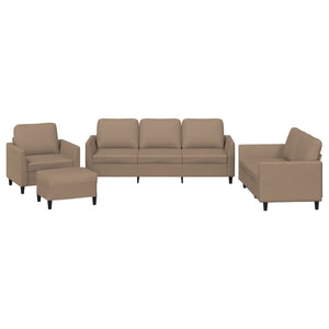 vidaXL 4-Piece Sofa Set with Cushions Cappuccino Brown Faux Leather