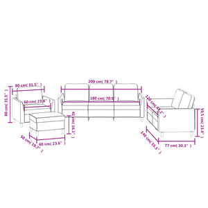 vidaXL 4-Piece Sofa Set with Cushions Cappuccino Brown Faux Leather