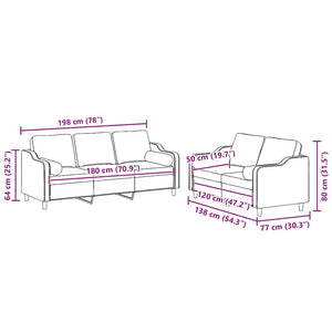 vidaXL 2-Seater Sofa Set with Cushions Wine Red Fabric