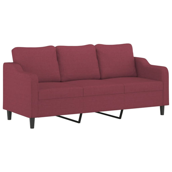 vidaXL 3-Piece Sofa Set with Cushions Wine Red Fabric