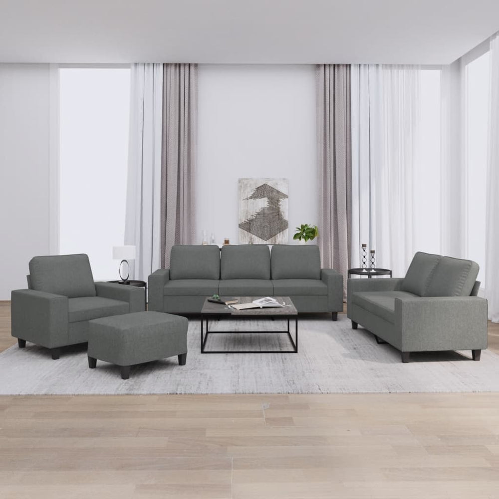 vidaXL 4-Piece Sofa Set Dark Grey Fabric