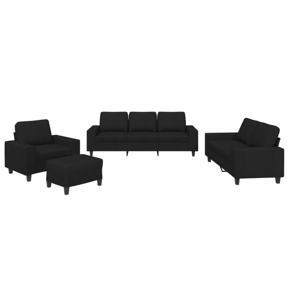 vidaXL 4-Piece Sofa Set Black Fabric