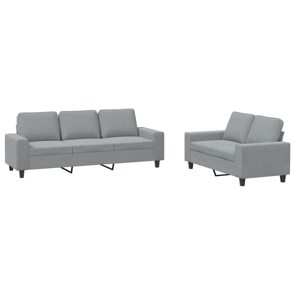 vidaXL 2-Seater Sofa Set Light Grey Fabric