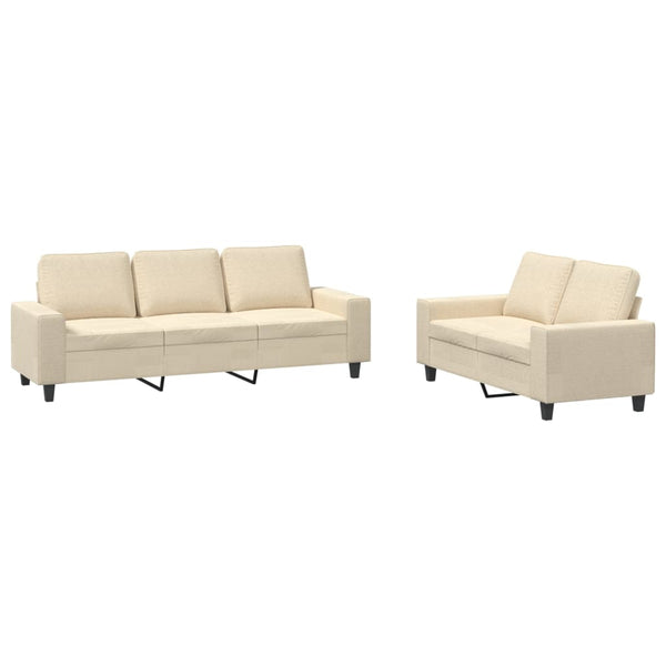 vidaXL 2-piece Sofa Set Cream Fabric