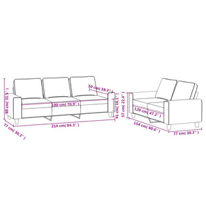 vidaXL 2-piece Sofa Set Cream Fabric