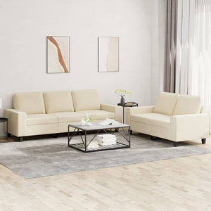 vidaXL 2-piece Sofa Set Cream Fabric