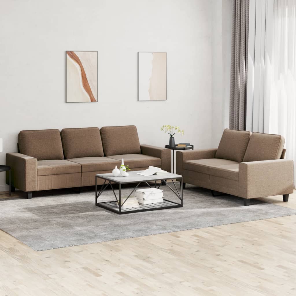 vidaXL 2-piece Sofa Set Brown Fabric