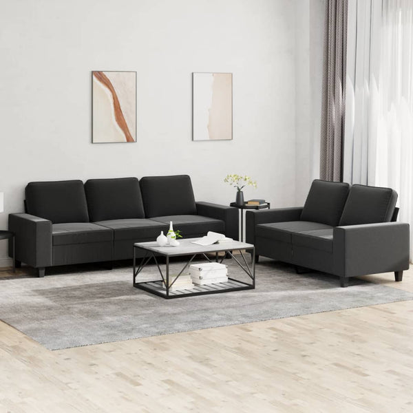 vidaXL 2-Seater Sofa Set Black Fabric