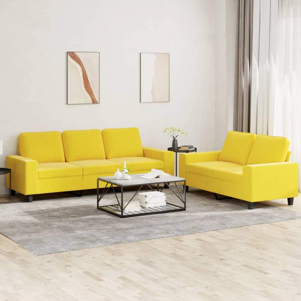 vidaXL 2-Seater Sofa Set Light Yellow Fabric