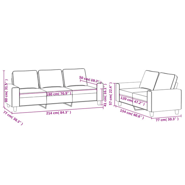 vidaXL 2-Piece Sofa Set Taupe Fabric