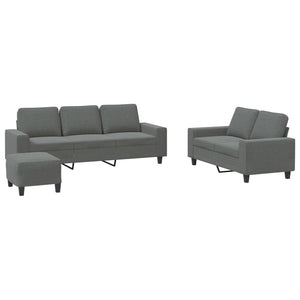vidaXL 3-Piece Sofa Set Dark Grey Fabric