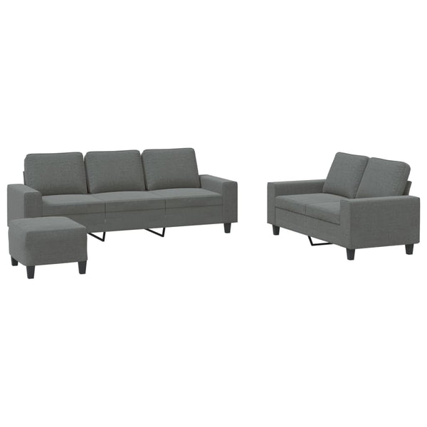 vidaXL 3-Piece Sofa Set Dark Grey Fabric