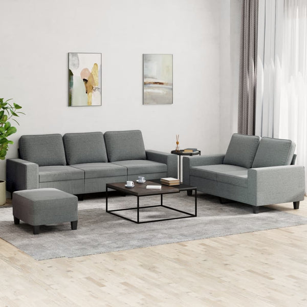 vidaXL 3-Piece Sofa Set Dark Grey Fabric